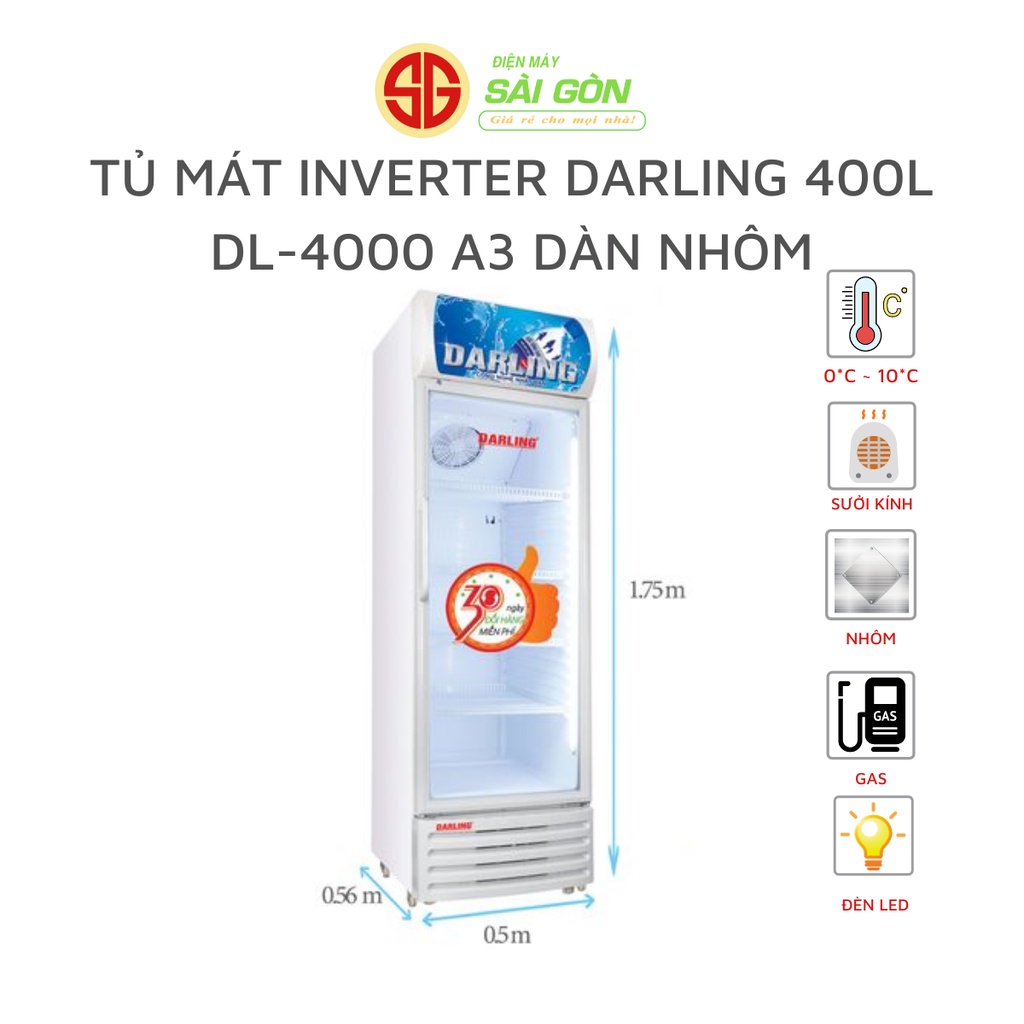 Tủ Mát Inverter Darling 400L DL-4000 A3 Dàn Nhôm