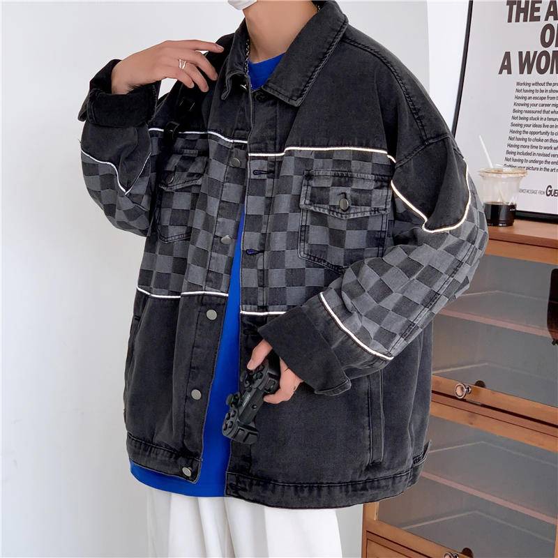 Áo Khoác Jean Nam Nữ Bigsize Form Rộng Dài Tay cardigan Kiểu Kẻ Sọc Cá Tính Thu Đông Hàn Quốc Retro Chali Unisex AK010