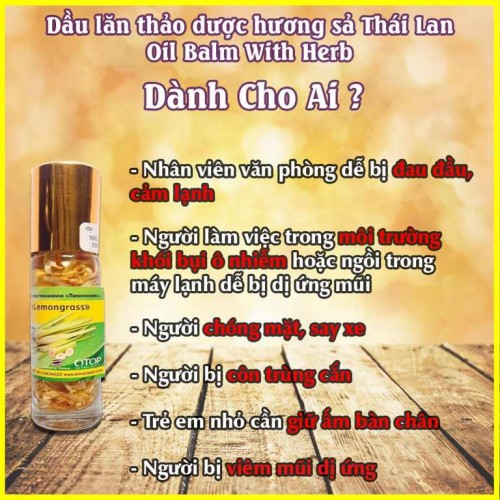 Dầu gió thảo dược Oải Hương / Sả / Bạc Hà Thái Lan 8ml