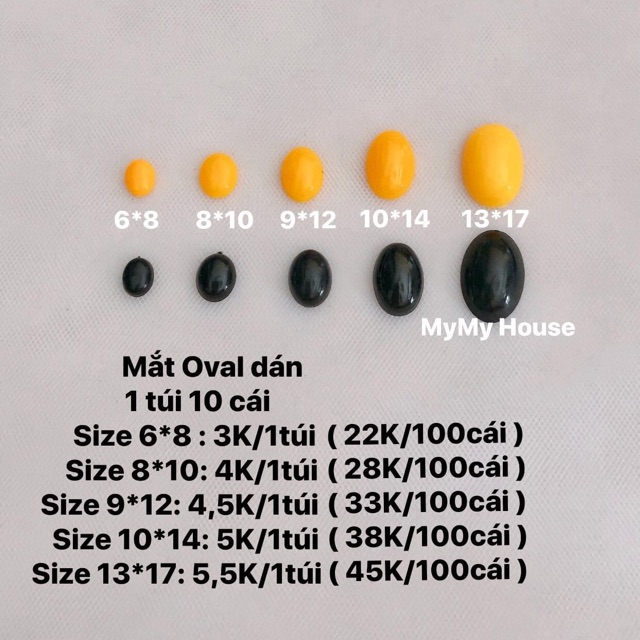 Mắt Oval dán ( 1 túi 5 cặp )