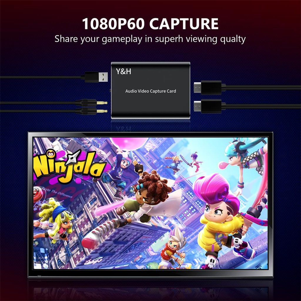 Thẻ ghi trò chơi 4K 1080P 60fps USB3.0 HDMI Audio Video Capture Thiết bị phát trực tuyến Cắm và chạy cho các trò chơi Xbox Series X / S, Xbox One X, Nintendo Switch, PS5 và PS4 Pro