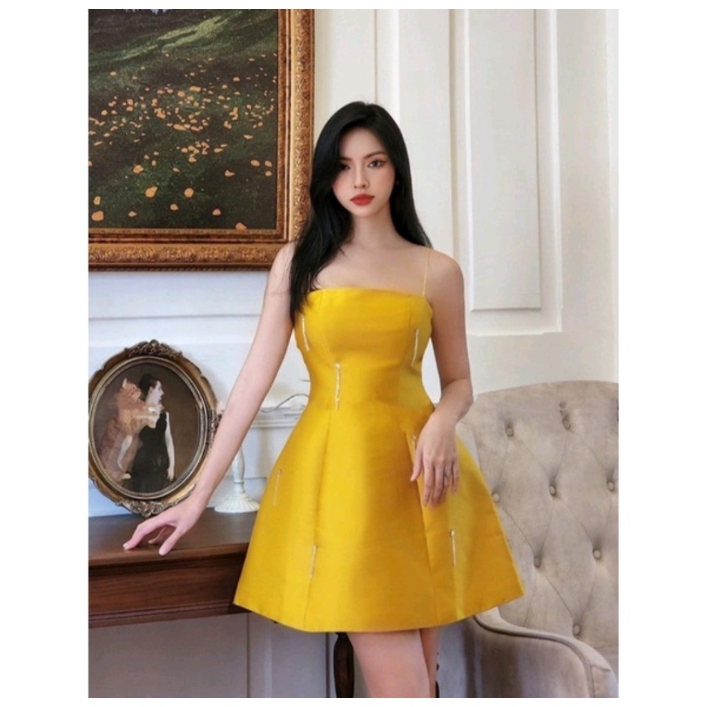 (Free Ship) ĐẦM TAFTA NƠ ĐÍNH ĐÁ DỰ TIỆC ĐI CHƠI SIÊU SANG CHẢNH HÀNG THIẾT KẾ XINH LUNG LINH PU HHp Fashion