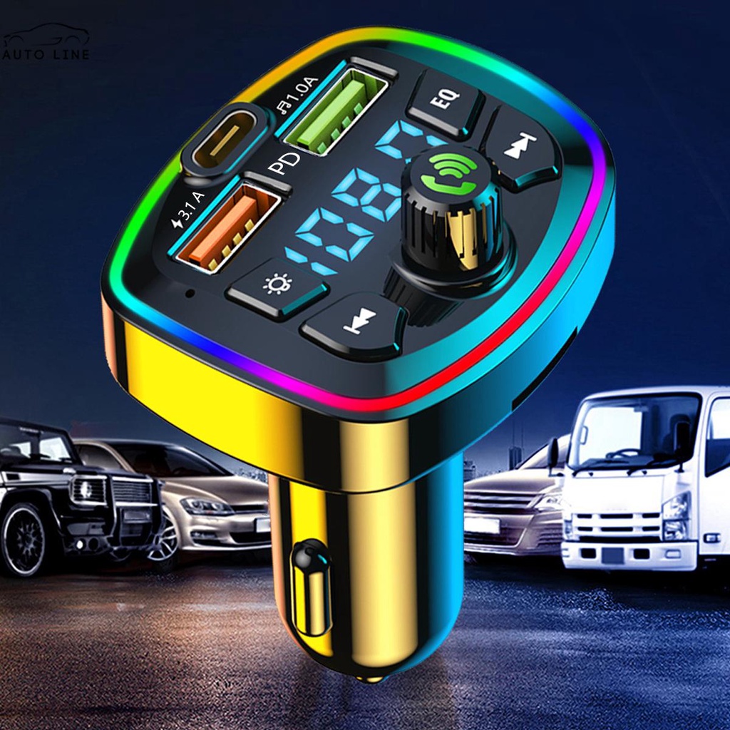 Máy Phát MP3 Bluetooth 5.0 FM w / 2 Cổng Sạc PD QC Không Dây Cho Xe Hơi SHOPCYC5751