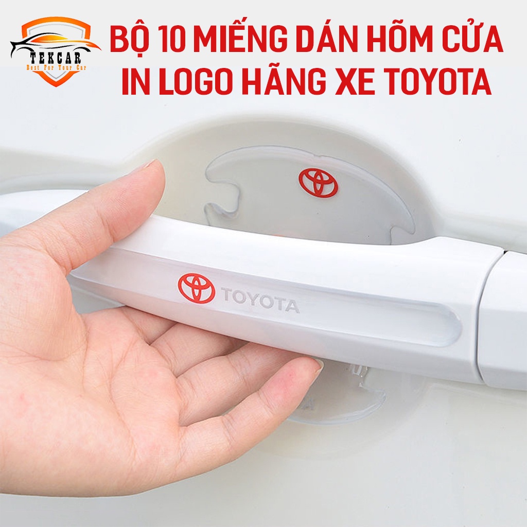 [TOYOTA] Bộ 10 miếng dán chống xước hõm cửa xe toyota silicon cao cấp , miếng dán cửa xe, ốp lõm tay nắm in logo hãng xe