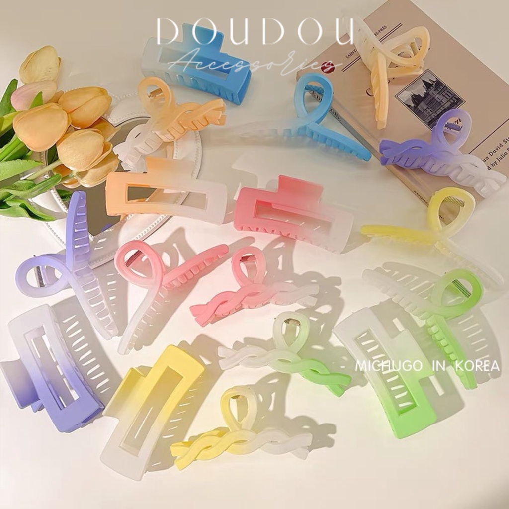 Phụ kiện kẹp tóc xinh DOUDOU Kẹp càng cua Hàn Quốc Cặp tóc nữ lớn hoạ tiết loang màu thời trang ZJ041