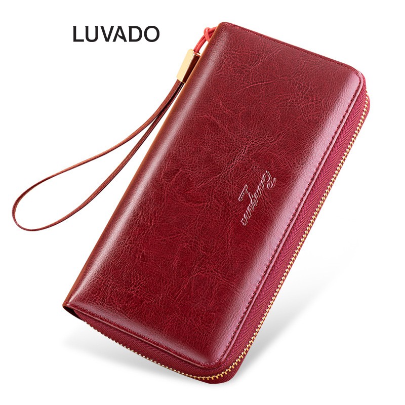 Ví nữ đẹp dáng dài cầm tay da thật BANYANU thời trang cao cấp nhiều ngăn đựng tiền LUVADO VD276