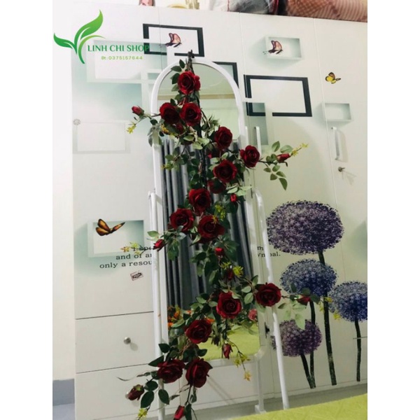 Dây hoa giả / Dây hoa hồng giả 2m hàng trung quốc