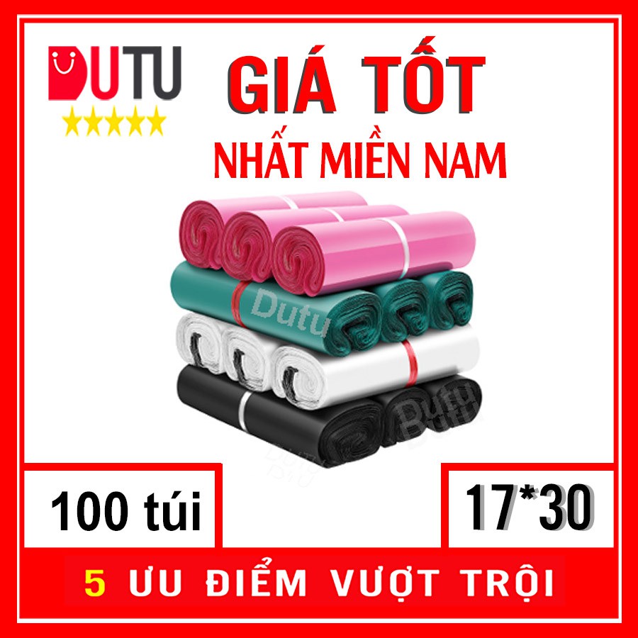 [RẺ NHẤT SHOPEE] 100 Túi Đóng Gói Hàng Niêm Phong Tự Dính Chuyên Dụng Siêu Rẻ Size 17x30 Sẵn Hàng