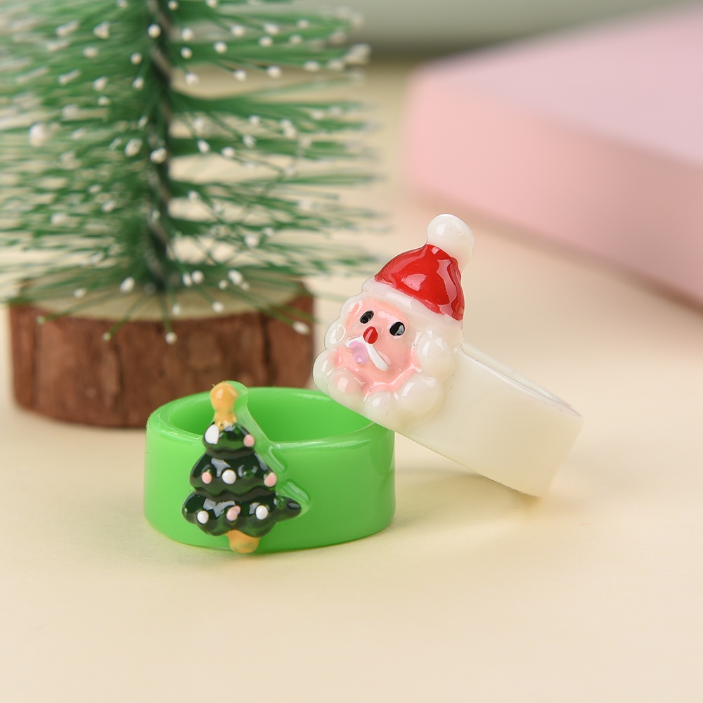Nhẫn Đeo Ngón Tay Bằng Acrylic Hình Ông Già Noel Tuần Lộc Cây Thông Giáng Sinh Năm Mới Mịn Thanh Lịch Trang Trí Giáng Sinh Cho Nữ