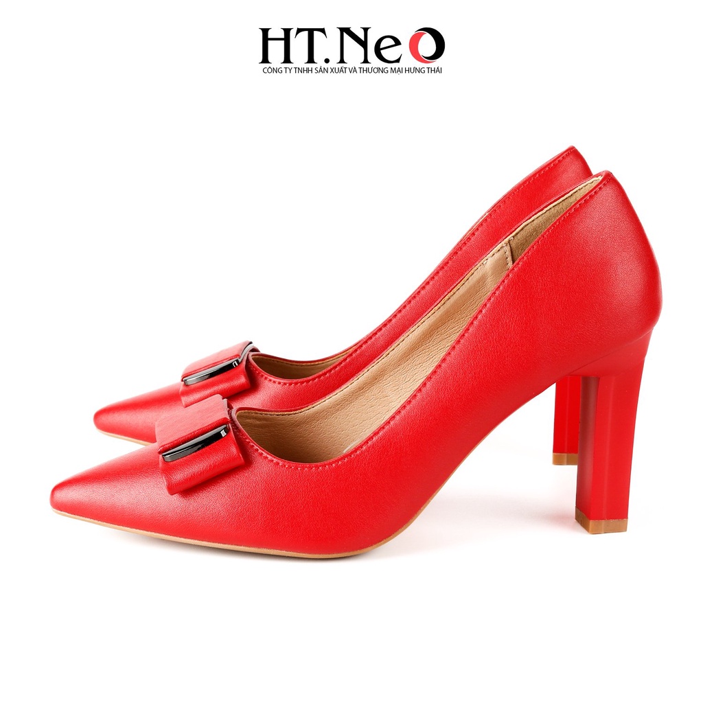 Giày cao gót HT.NEO Thiết kế da mềm mại, đế cao 9 cm, da nơ cùng khuy bắt mắt CS248