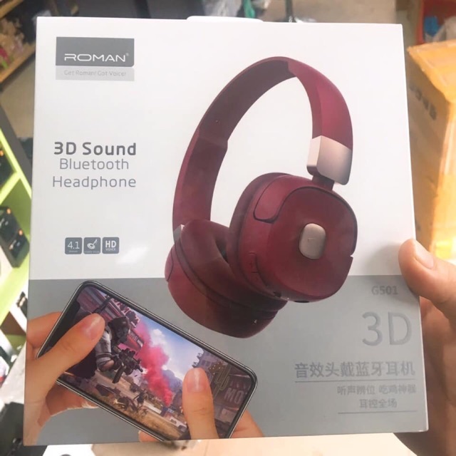 Tai nghe Bluetooth trùm đầu New 3D Sound game Roman G501