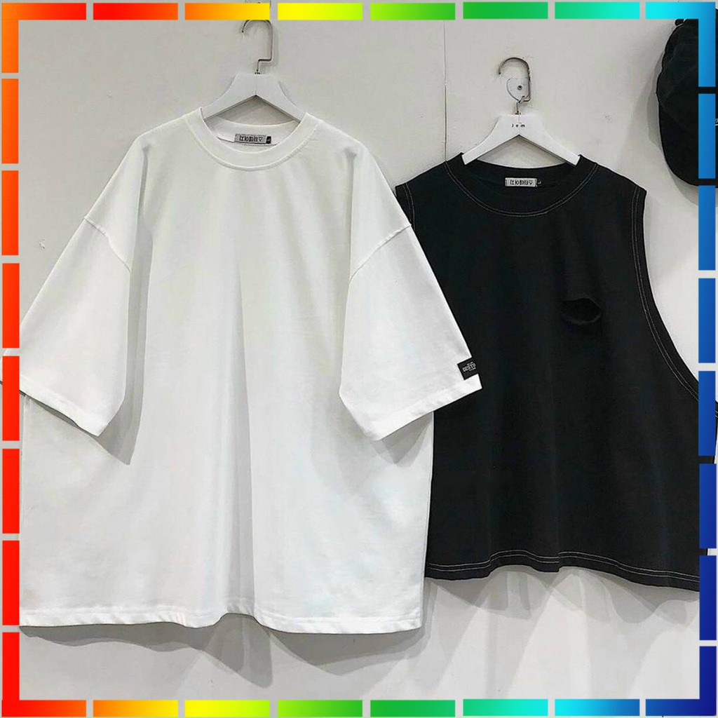 ( ẢNH THẬT ) - SET ÁO THUN TRẮNG TAY LỠ MIX ÁO GILE RÁCH NGỰC RETRO HÀN QUỐC CHẤT COTTON MÁT CỰC ĐẸP | BigBuy360 - bigbuy360.vn