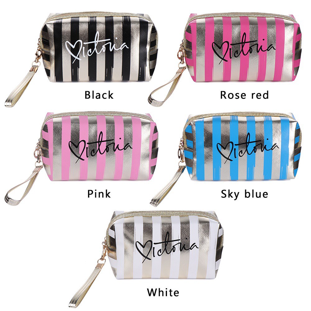 FUTURE Toiletry Case Cosmetic Bags Stripe Coin Purse Travel Makeup Case Portable Waterproof PVC Pouch Multi-function Storage Bag Cellphone Pouch/Multicolor