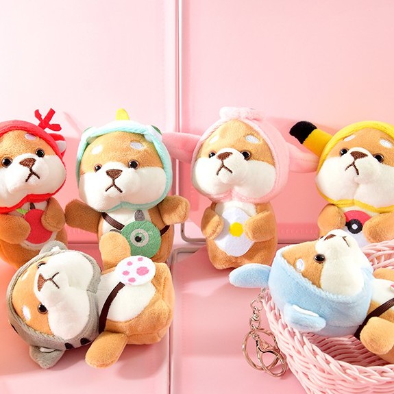 Móc Khóa Hình Chú Chó Shiba Cosplay Nhồi Bông Đáng Yêu Treo Balo, Túi Xách, Điện Thoại, Chìa Khóa 11cm