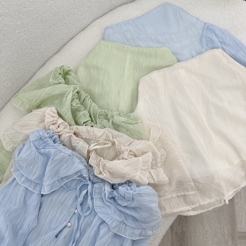 SET ÁO VOAN RỚT VAI TAY BO + CHÂN VÁY 3 MÀU