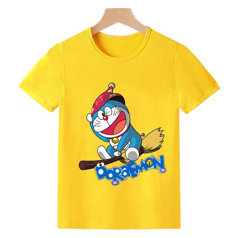 Áo thun bé trai bé gái doremon dễ thương cotton co giản dễ chịu thoải mái