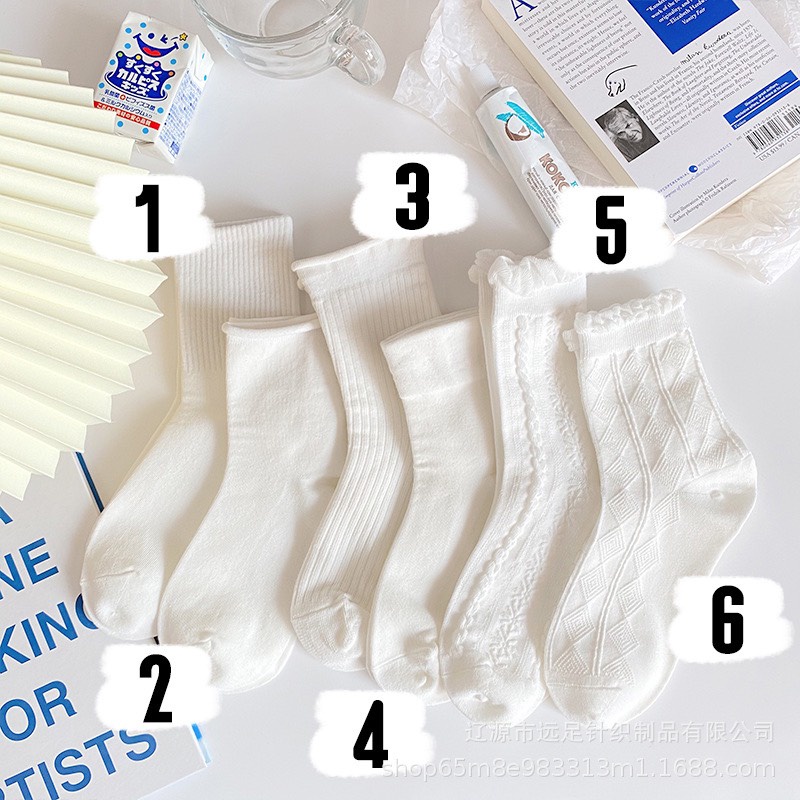 Tất vớ cổ cao nữ trắng trơn cotton dày đẹp cute dễ thương phong cách Hàn Quốc ANDOSA T05