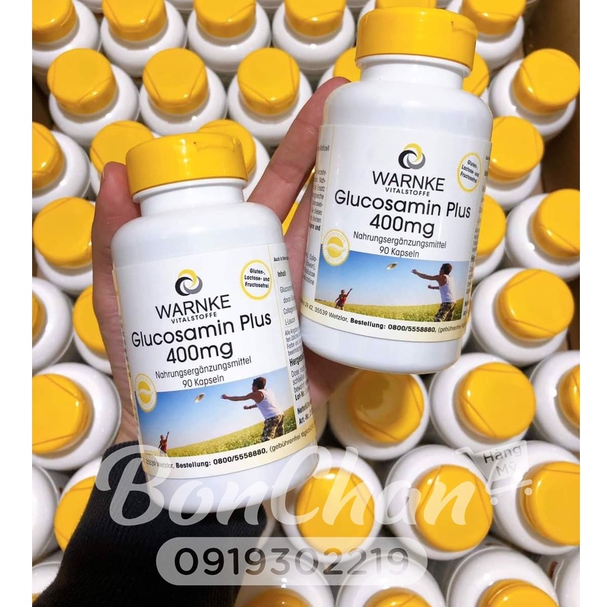 [Hỏa Tốc HCM] Viên uống Glucosamin Plus 400mg - bảo vệ sụn khớp, giảm đau và chống viêm xương khớp Warnker, Đức 90 viên