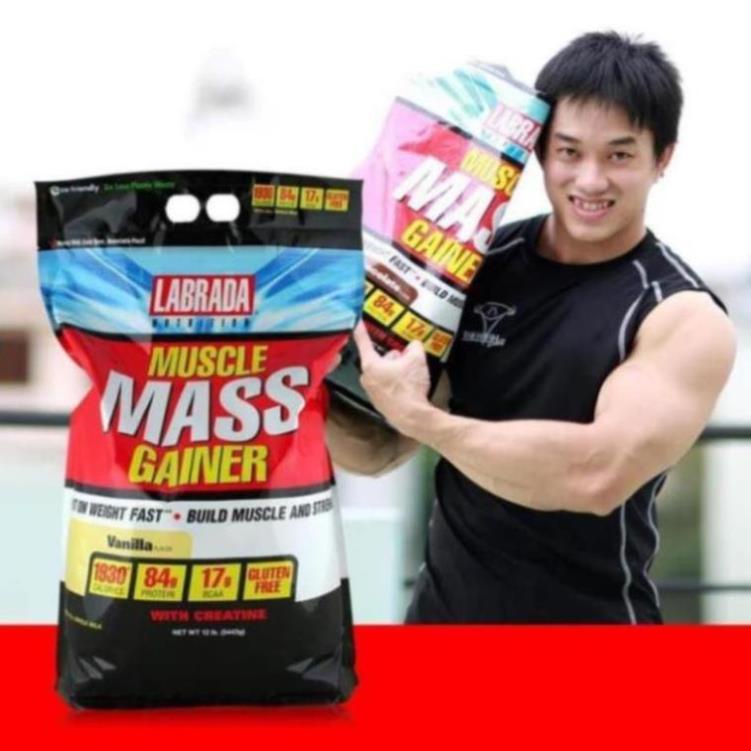Sữa Tăng Cân Nhanh Muscle Mass Gainer - Labrada -12 Lbs  Cho Người Gầy - USA