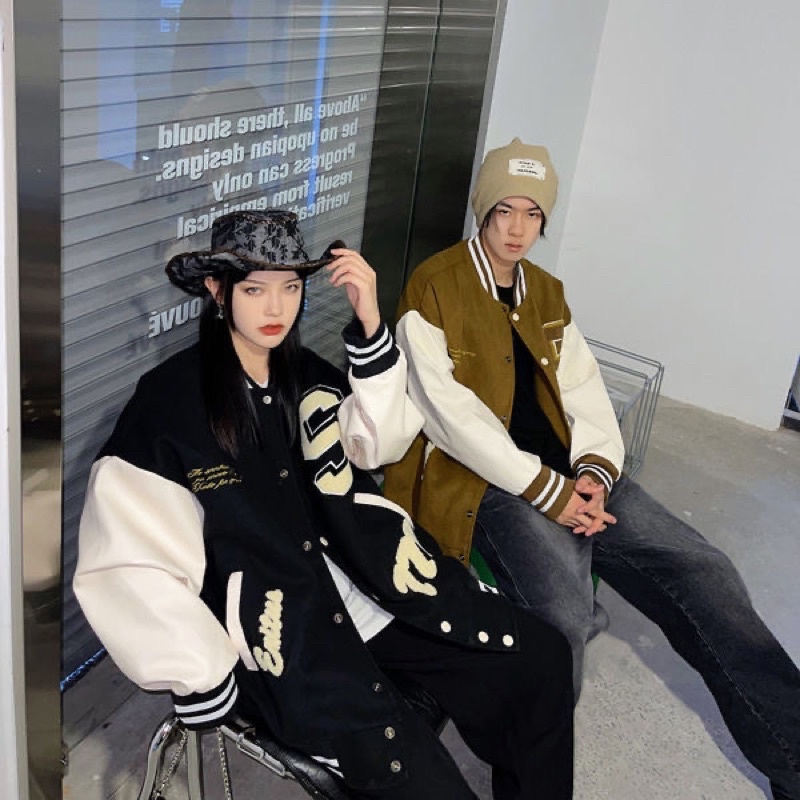 ÁO BOM BER DẠ TAY DA CHỮ THÊU HANG 2 LỚP QUẢNG CHÂU