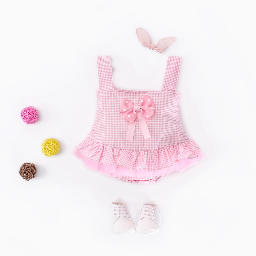 Bộ áo liền quần Sanlutoz màu hồng phong cách mùa hè dành cho bé gái