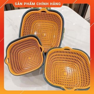 Bộ Rổ Nhựa Vuông Kèm Chậu 6 Món Cao Cấp,Có Lỗ Thoát, Đựng Đồ Đa Năng, Siêu Bền , Đủ Size