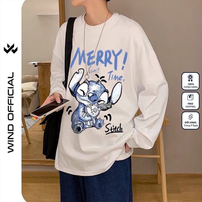 Áo thun tay dài WIND phông unisex form rộng MERRY sweater thời trang nam nữ oversize