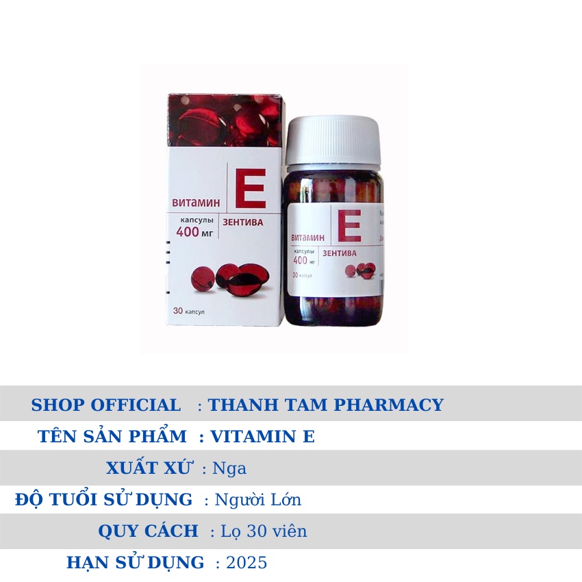 Vitamin E đỏ 400IU của Nga đẹp da chống lão hoá kéo dài tuổi thanh xuân THANH TAM PHARMACY