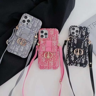 Ốp Điện Thoại Chống Sốc In Logo Dior Kèm Dây Đeo Cho iPhone13 12 11 Pro Max XR Xs i8 i7plus