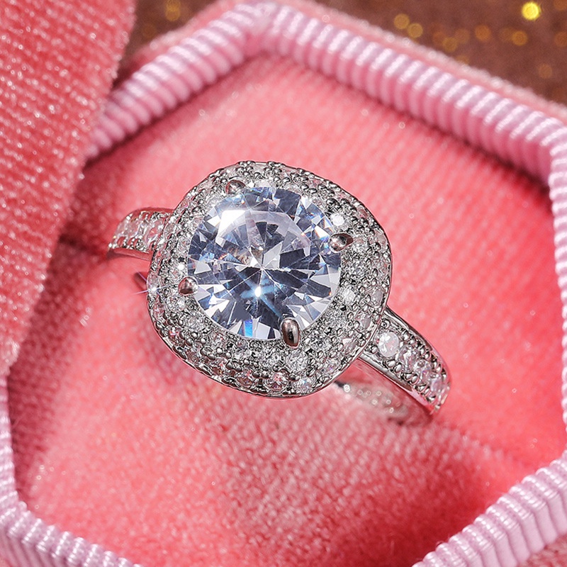 Nhẫn Cưới Hình Vuông Đính Đá Zircon Toàn Diện Dành Cho Bạn Nữ