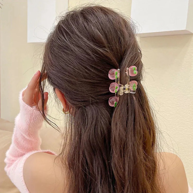 Kẹp tóc hàm cá mập màu hồng đào sáng tạo thời trang Hàn Quốc cho nữ nhiều kiểu tùy chọn