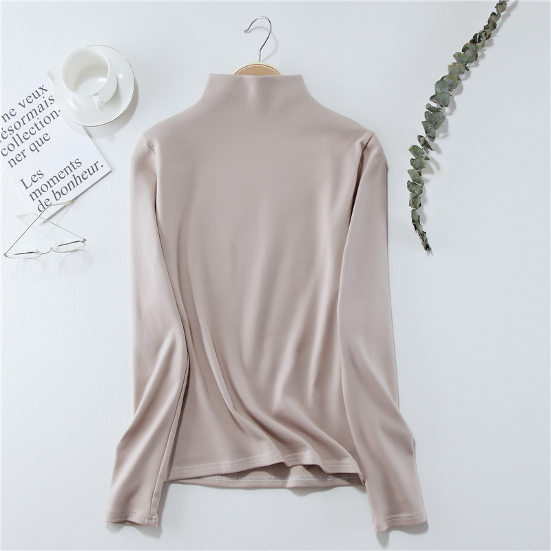 SUXI Áo Thun Nữ Dài Tay Cổ Cao Nhiều Màu Thời Trang