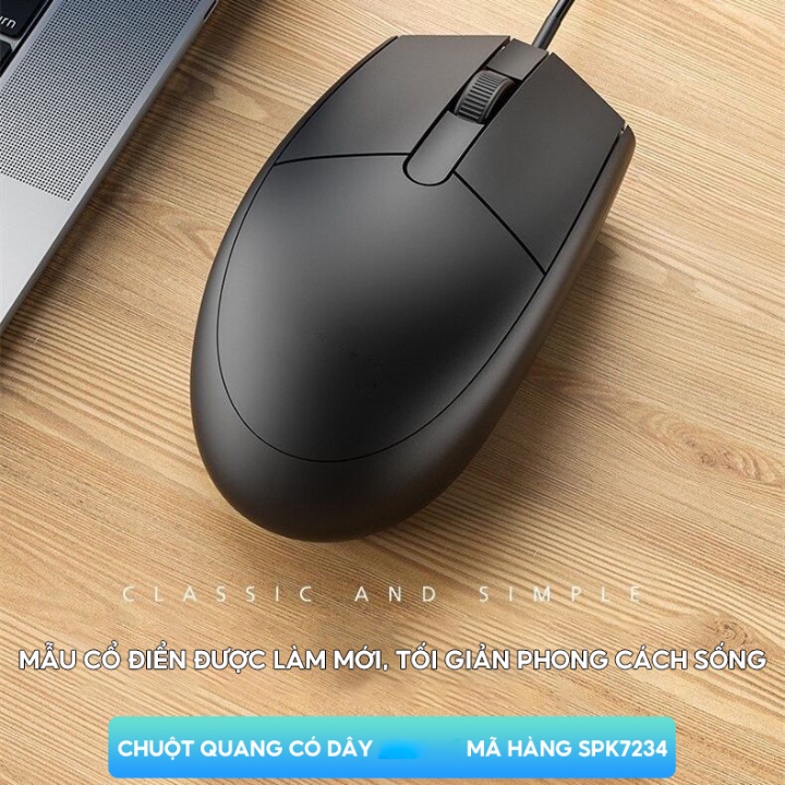 Chuột quang có dây văn phòng mã hàng SPK7234 kết nối cổng USB dây dài 1.2 mét
