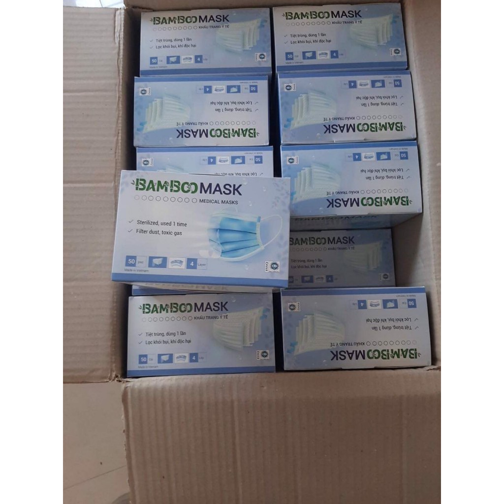 Khẩu trang y tế 4 lớp Bamboo Mask hộp 50 cái kháng khuẩn ( Kèm giấy tờ chính hãng ) | BigBuy360 - bigbuy360.vn