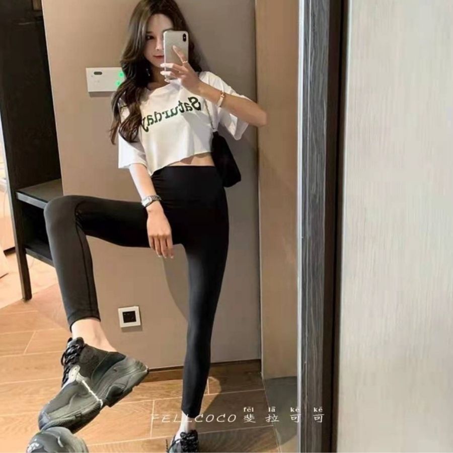 Quần legging nữ lửng đùi dài ngố ngắn cạp cao nâng mông giá rẻ bigsize có túi co giãn ESHOP QL02