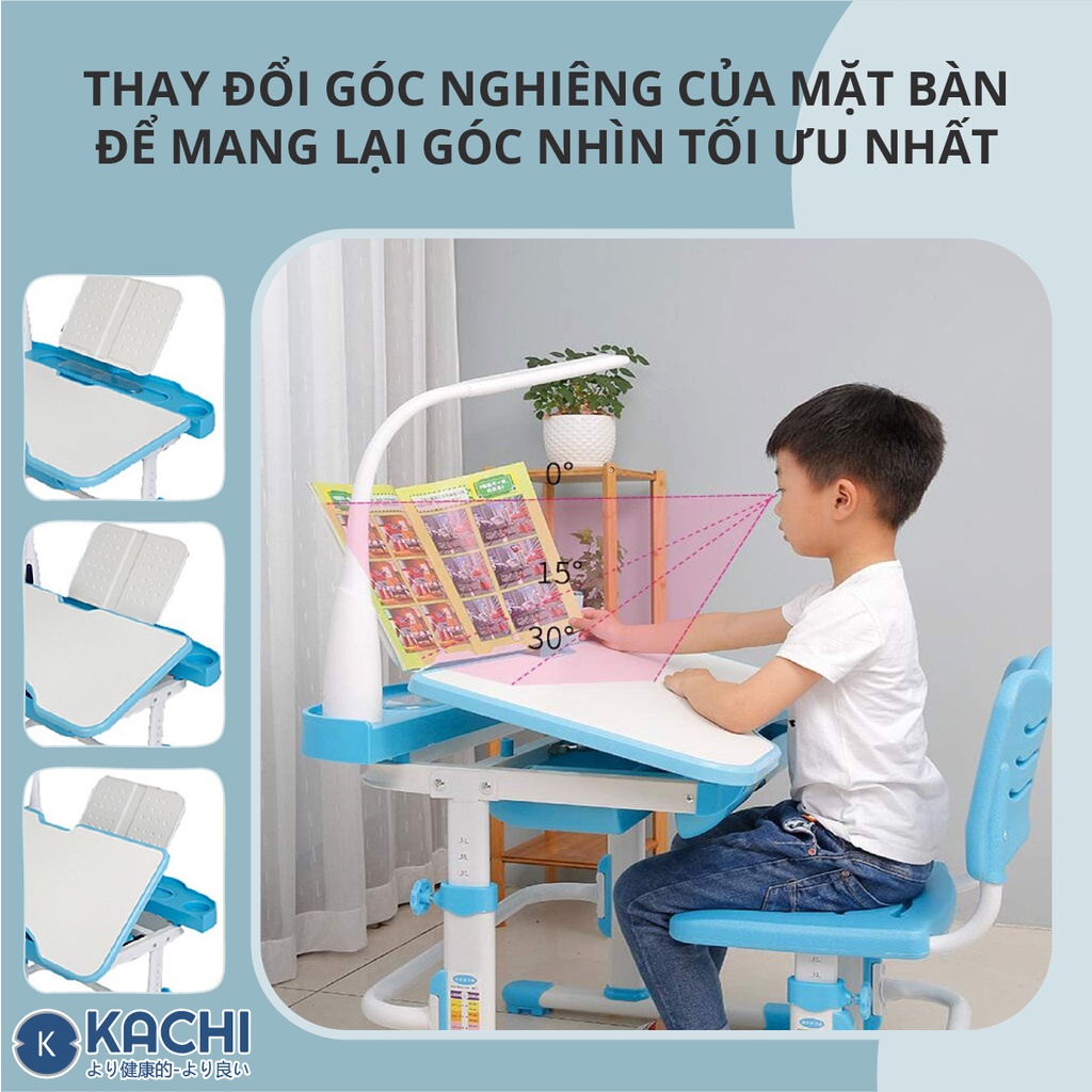 Bộ bàn học thông minh chống gù lưng Kachi MK102 – Màu Xanh