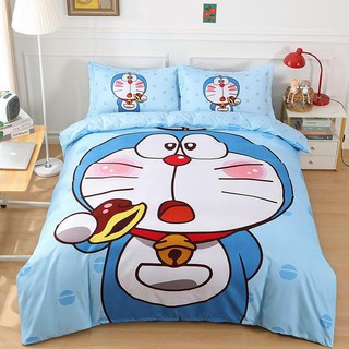 Bộ Chăn Ga Gối Coton Tina Cao Cấp Mẫu Doraemon và Bánh Dorayaky