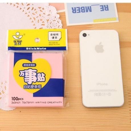Giấy nhớ vuông sắc màu, giấy note ghi chú dán được màu xanh vàng hồng chọn màu HOME SHOP ONLINE