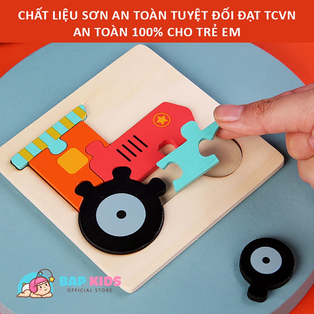 Đồ chơi ghép hình nổi 3D bằng gỗ - Đồ chơi gỗ thông minh Montessori 10.7x10.7cm