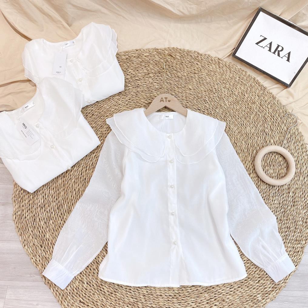 Áo Sơ Mi Voan Cổ Sen Dài Tay Cúc Ngọc - Áo Sơ Mi Tiểu Thư Cách Điệu | BigBuy360 - bigbuy360.vn