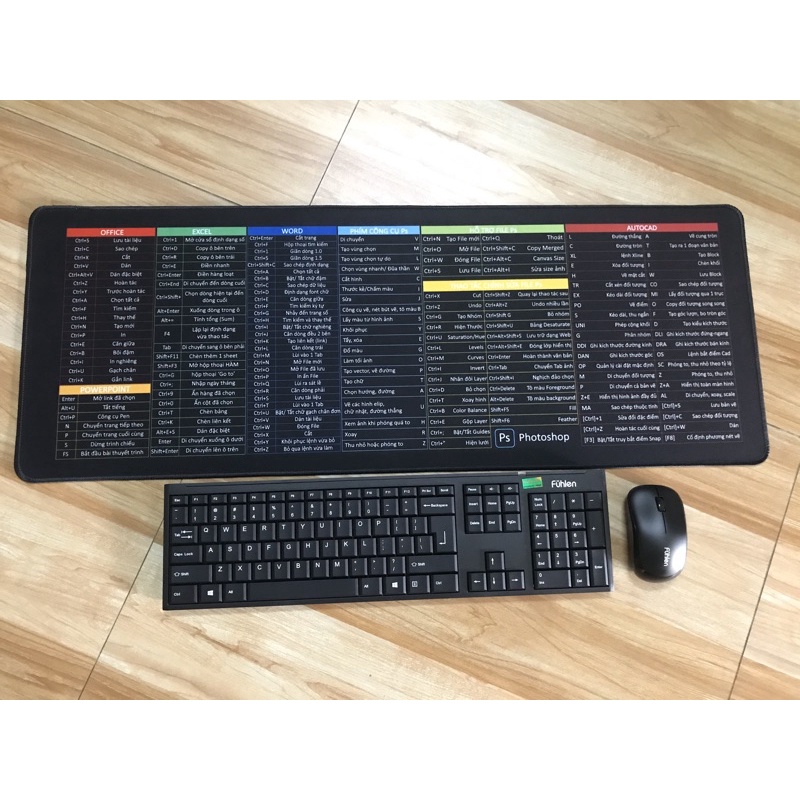 MIẾNG LÓT CHUỘT CỠ LỚN, PAD CHUỘT 80x30 PHÍM TẮT VĂN PHÒNG (Word, excel, autocad...)