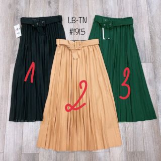 Chân váy xếp ly dáng dài - kèm đai