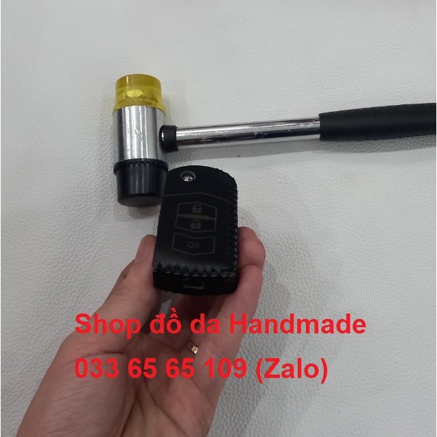 Bao da chìa khóa mazda 3, mazda 3s, mazda 2s bằng da bò, kèm tặng móc khóa, khắc tên miễn phí