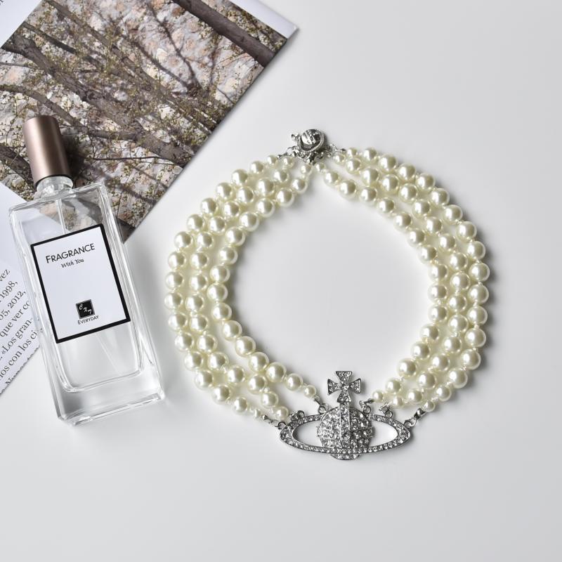 Vòng cổ Ngắn Đính Ngọc Trai Phong Cách retro Âu Mỹ