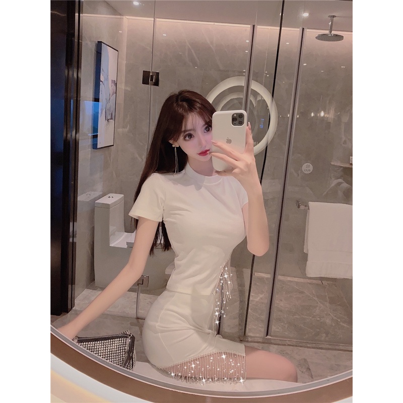 Set Áo Thun Ngắn Tay + Chân Váy Tua Rua Phong Cách Hàn Quốc Dành Cho Nữ