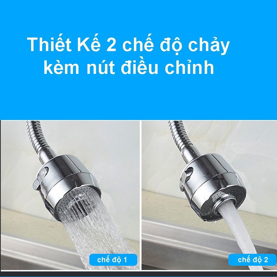 Dây Nối Đầu Vòi Nước Tăng Áp Có Nút Điều Chỉnh Xoay 360