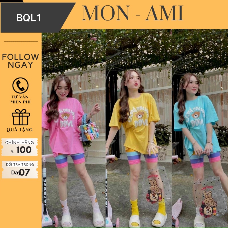 Đồ bộ nữ mặc nhà chất liệu vải thun Cotton 100% quần lửng cầu vong 3 size 45-80kg vừa MONAMI BQL1