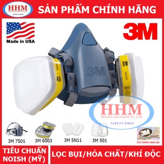 Bộ mặt nạ phòng độc 3M 7502 và phin lọc đa năng 3M 6003 - có tấm lọc bụi, nắp giữ tấm lọc