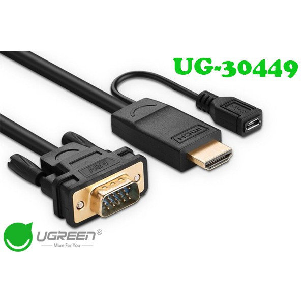 Dây Cáp Chuyển Đổi HDMI To VGA Hỗ Trợ Nguồn Ugreen 30449 (1.5m) Hàng Chính Hãng