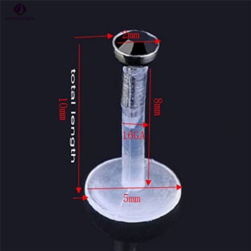 Bộ 10 khuyên cơ thể đầu tròn đính đá trong suốt